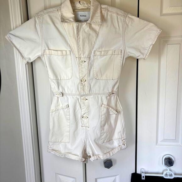 Pistola Parker Fields Suit Romper Ecru Small Boho minimalist utility - Picture 2 of 9